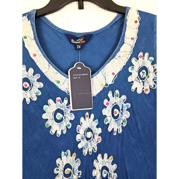 Riviera Sun ~Woman Plus Sizw 2X~ Blue Embroidered Sequin Maxi Flare Dress NWT. - Picture 9 of 15